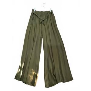 NEW APPLE TREE APPAREL women's side open wide leg pants in olive